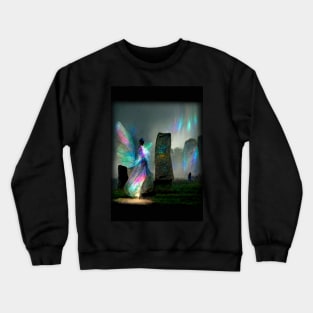 Iridescent energy fairy amongst ancient standing stones 1 Crewneck Sweatshirt